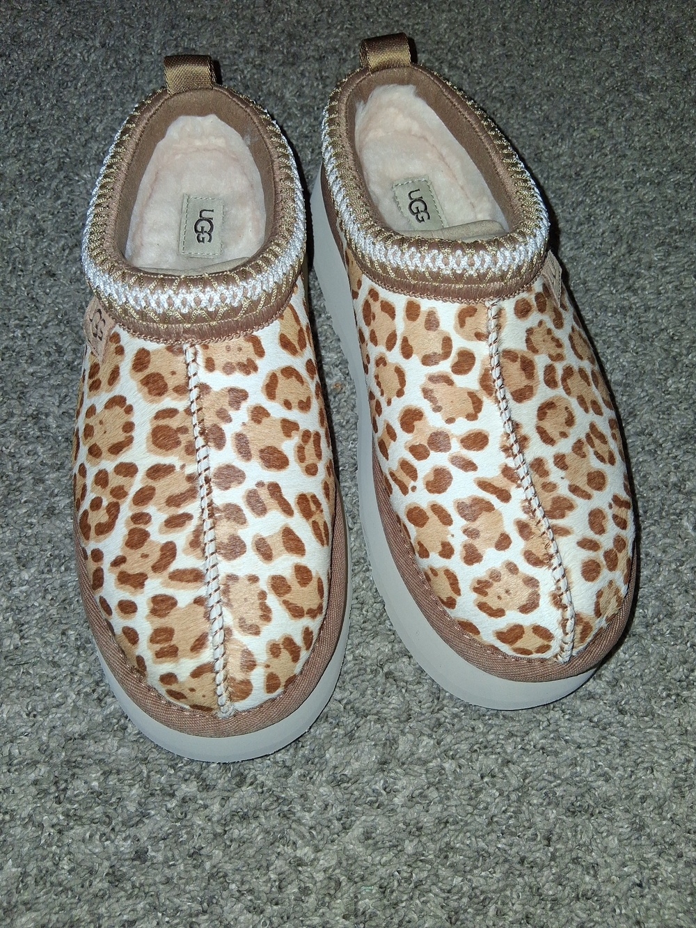 UGG Leopard Print Slip-On Clogs in Brown and Cream